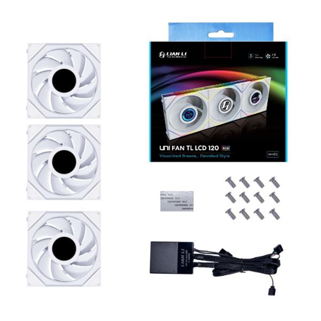 Lian Li UNI FAN TL120 LCD 120mm RGB - Triple Pack With Controller