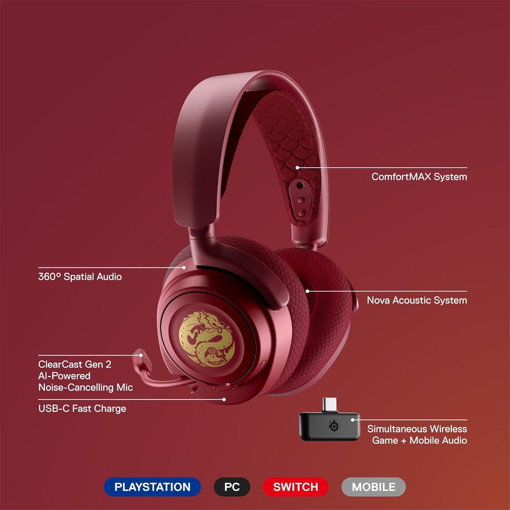 SteelSeries Arctis Nova 7 Wireless Gaming Headset - Year Of The Dragon - Limited Edition