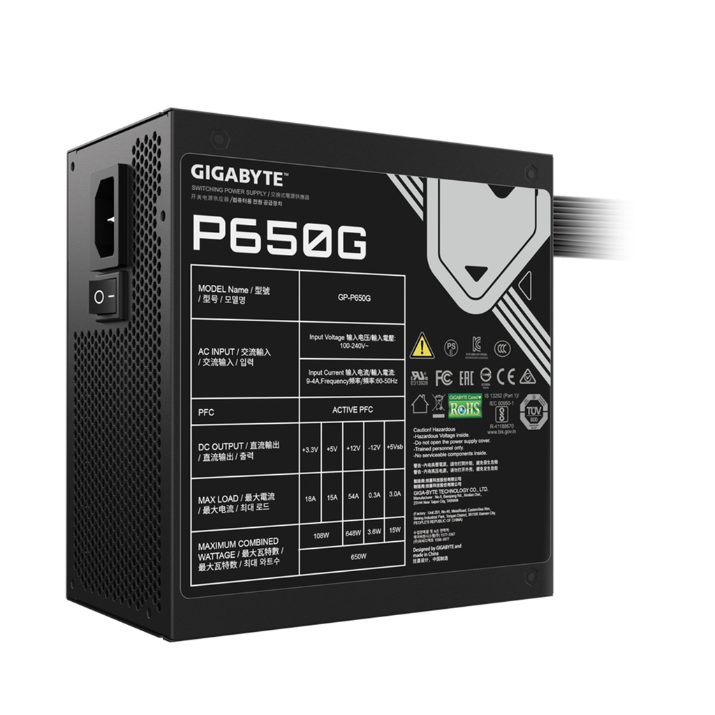 Gigabyte P650B 650W 80 Plus Bronze Power Supply