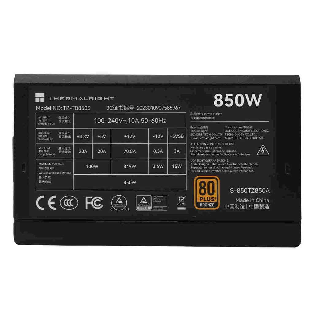 Thermalright 850W TR-TB850S 80+ Bronze Power Supply