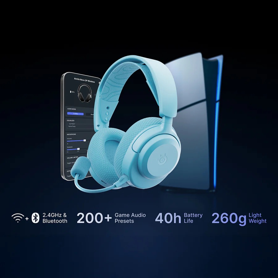 SteelSeries Arctis Nova 3PW Aqua Wireless Headset