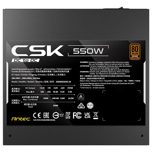 ANTEC CSK550DC 550W 80+ Bronze NON modular PSU