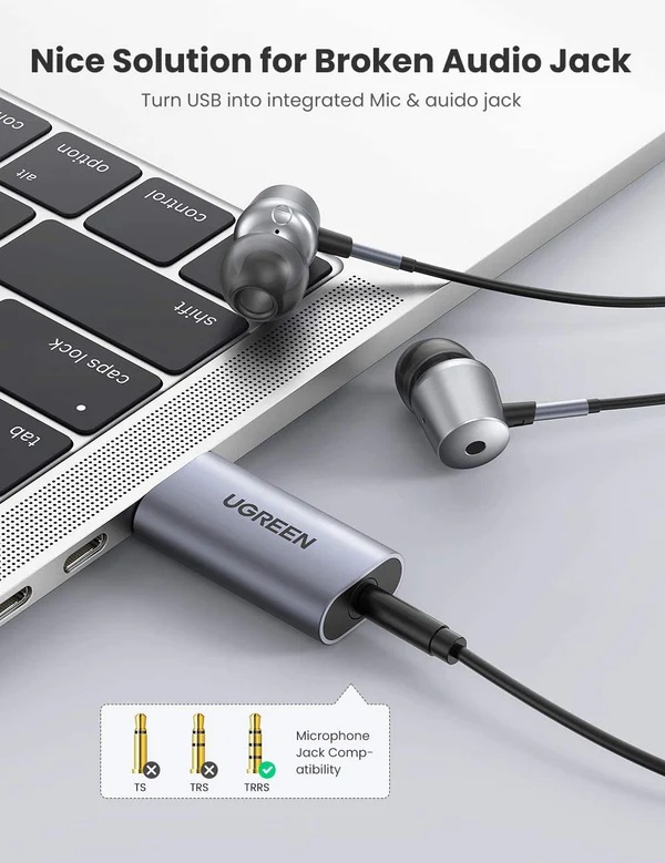UGREEN USB to Audio Jack USB External Sound Card 3.5mm Audio Adapter