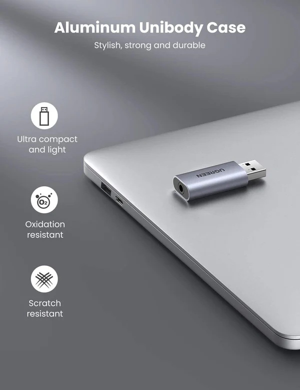 UGREEN USB to Audio Jack USB External Sound Card 3.5mm Audio Adapter