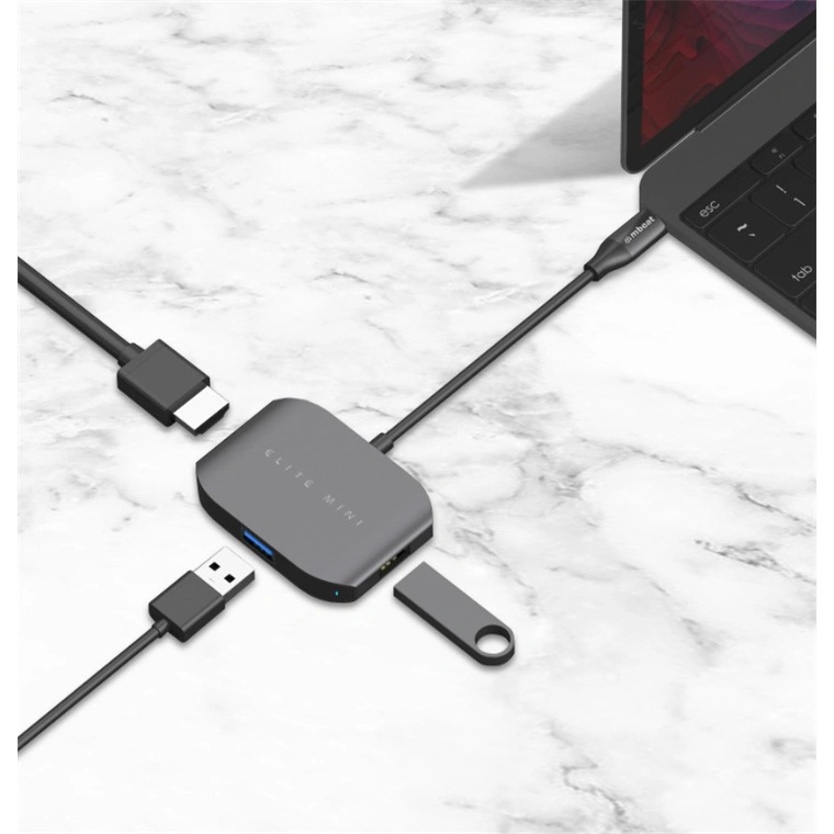 mbeat MB-UC27-HDM USB-C Multi-Port Adapter - One Each of HDMI, USB 3.0 and USB 2.0 Ports (Space Grey, Aluminium