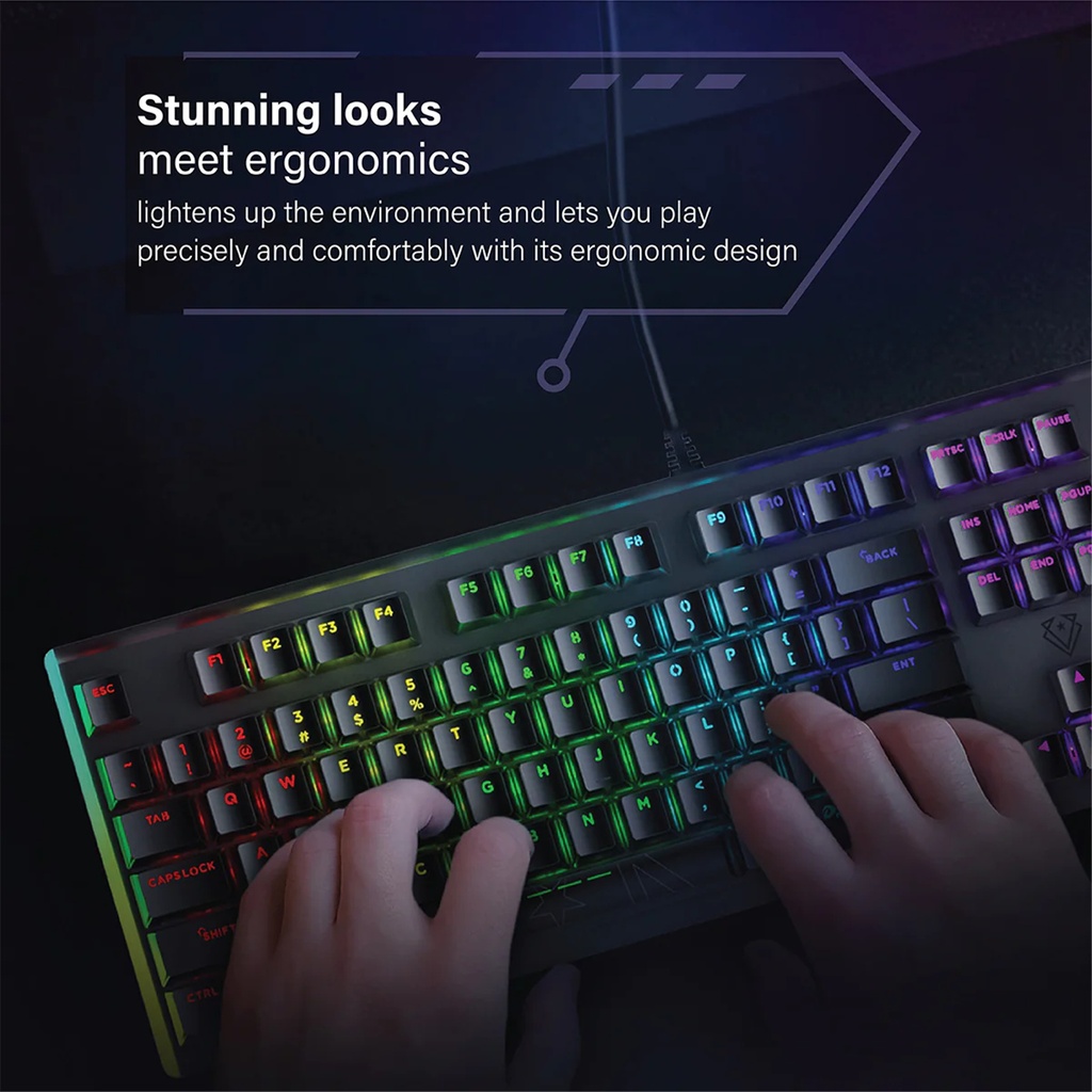 Vertux COMANDO Mechanical Gaming Keyboard with RGB Backlit Blue Mechanical Keys