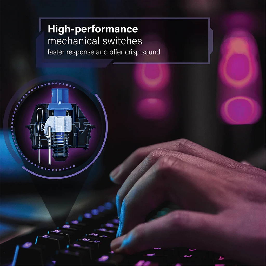 Vertux COMANDO Mechanical Gaming Keyboard with RGB Backlit Blue Mechanical Keys
