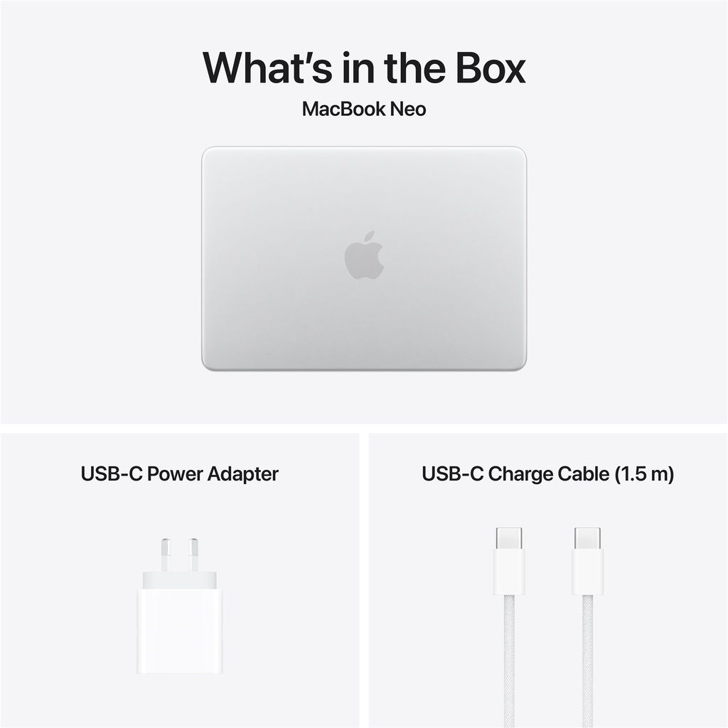 Apple MacBook Neo 13" | A18 PRO | 6 Core CPU | 5 Core GPU | 16 Core Neural Engine  | 8GB Memory |  256GB SSD | Silver