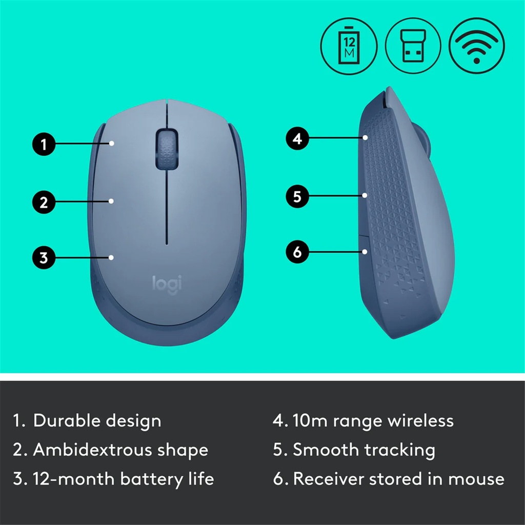 Logitech M171 Wireless Mouse - Blue Grey