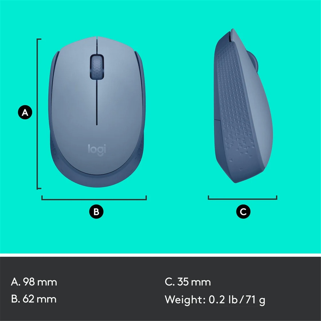 Logitech M171 Wireless Mouse - Blue Grey