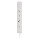 Jackson Surge Protected 2x USB Port Powerboard - 4 Outlets