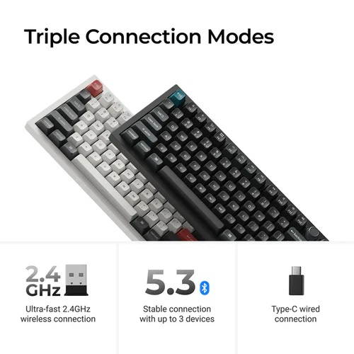 Keychron Q6 Ultra 8K Wireless Black Silk POM Switch BROWN Custom Mechanical Keyboard