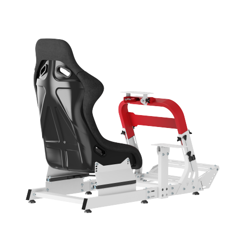 Robust Sim Racing Cockpit with Gear Shift Mount & Seat White/Red