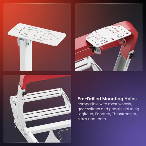Robust Sim Racing Cockpit with Gear Shift Mount & Seat White/Red