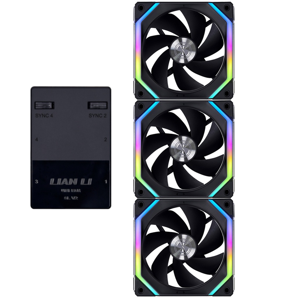 Lian Li UNI FAN SL120 V2 RGB 120mm - Triple Pack With Controller