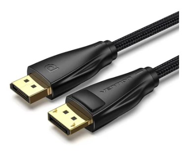 Vention Cotton Braided DP Male to Male Cable 2M Black