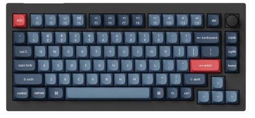 Keychron V1 Max D1 Wireless Mechanical Keyboards Swappable RGB Backlight Red Switch - Black - Knob Version