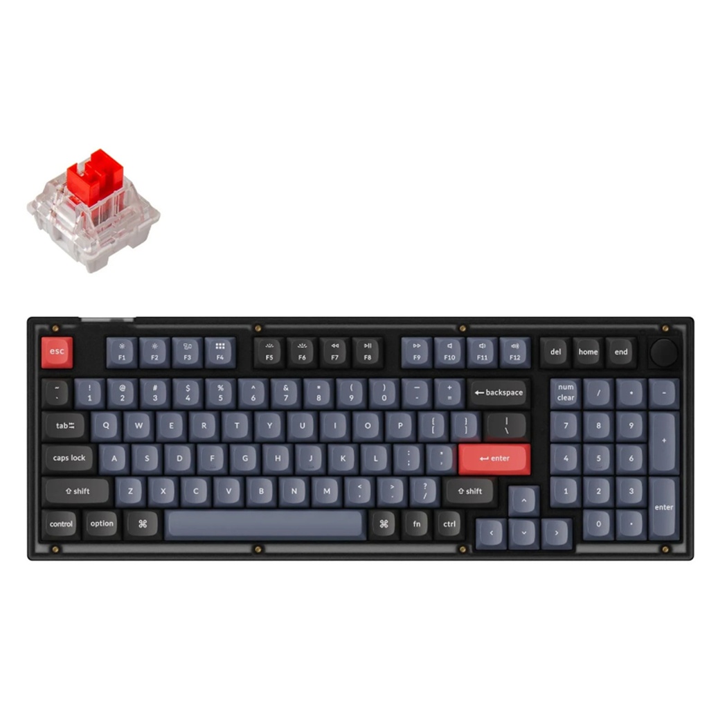 Keychron V5-C1 96% Layout 100 Key Frosted Black Red Switch RGB Hot-Swap Wired Keyboard