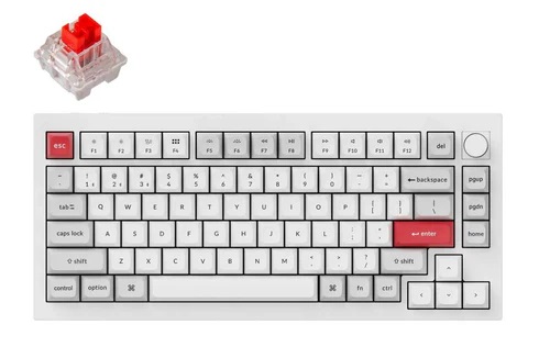 Keychron Q1P-P1 75% 81 Key Shell White Knob Red Switch RGB Hot-Swap Full Alum Wireless QMK Custom Keyboard