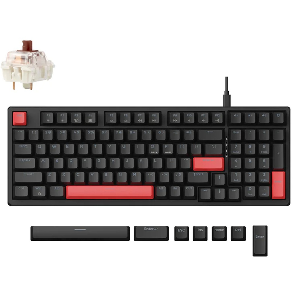 Keychron Lemokey X5 QMK Red Backlight Brown Switch Wired Mechanical Keyboard