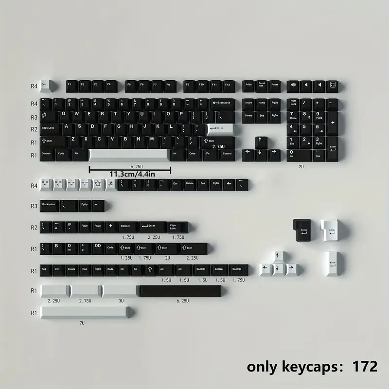 White on Black Cherry ABS Keycaps
