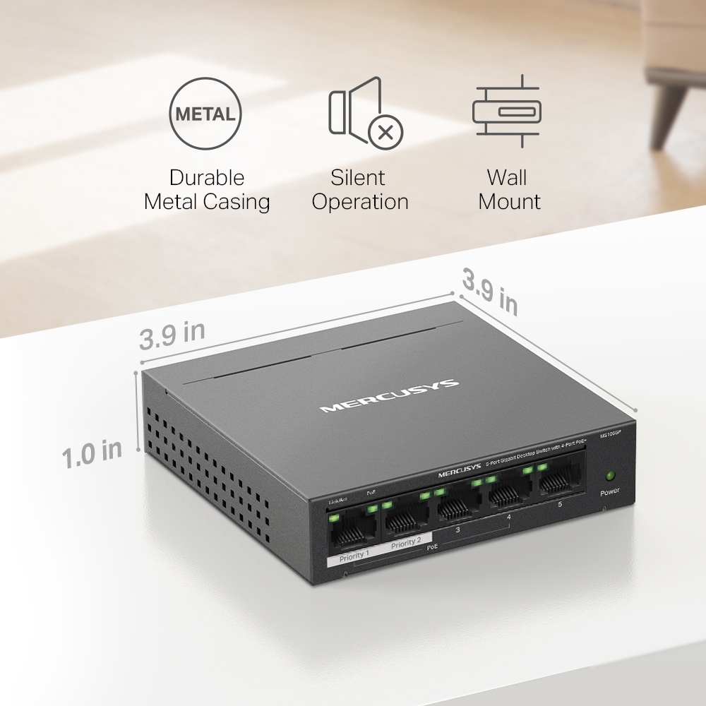 MERCUSYS MS105GP 5 PORT GIGABIT POE SWITCH