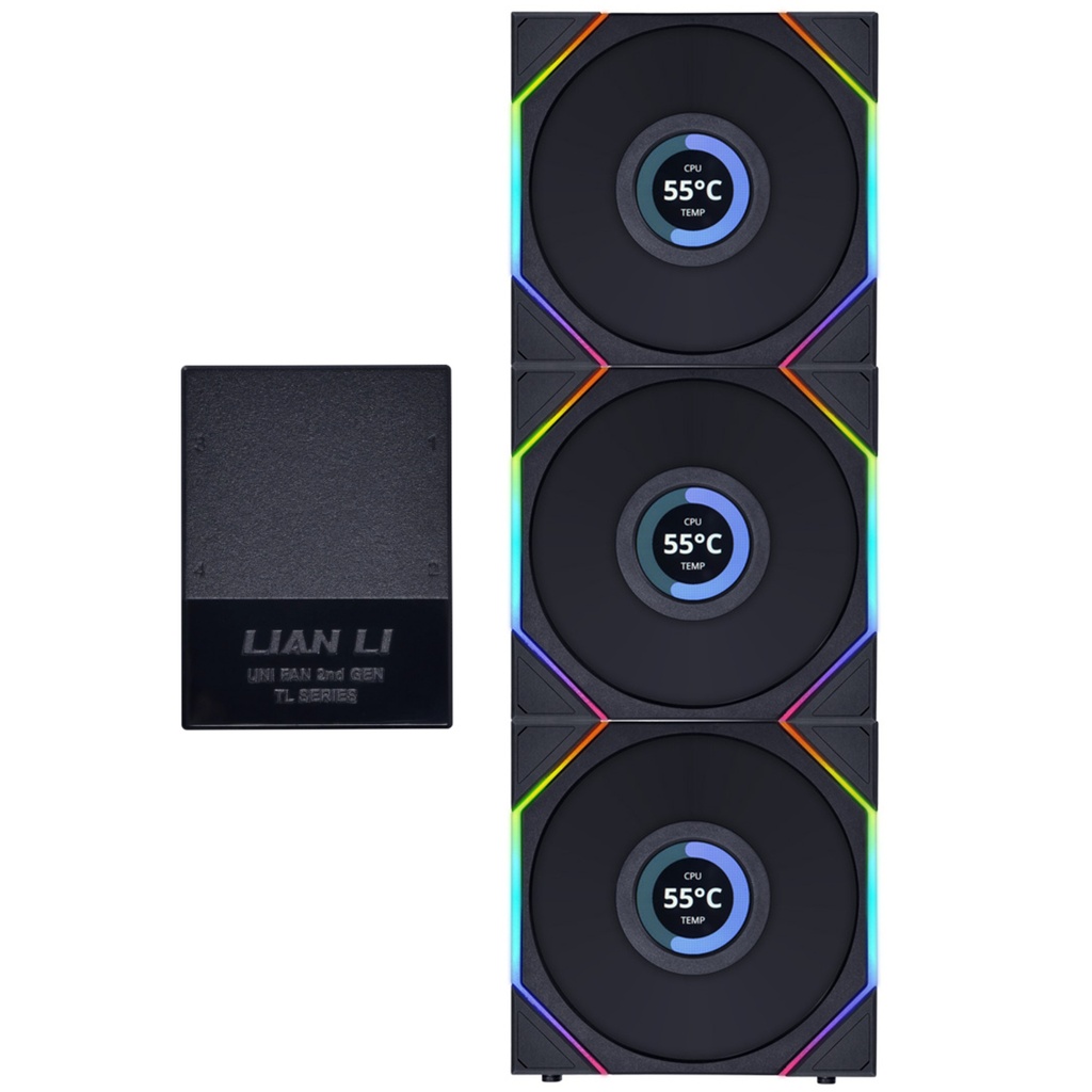 Lian Li UNI FAN TL120 LCD 120mm RGB - Triple Pack With Controller
