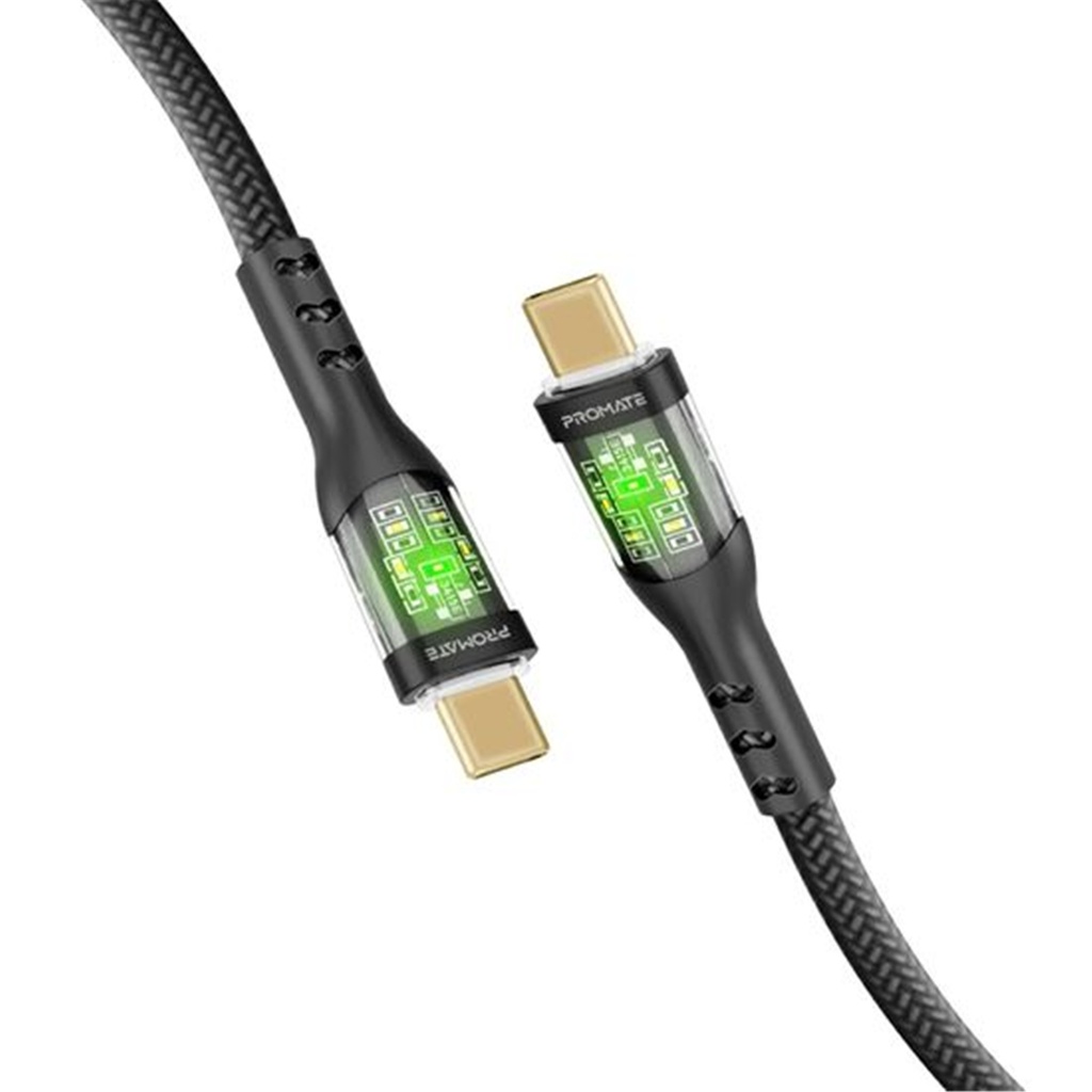 PROMATE USB-C to C 1.2M 60W Cable - Transparent End