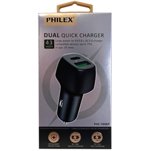 Philex Dual Quick Charger 43W USB-A and USB-C