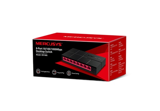 [MER-MS108G] Mercusys 8-Port 10/100/1000Mbps Desktop Switch