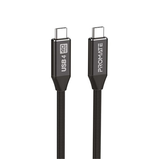 [PRIMELINKC40-2M] Promate PRIMELINKC40-2M 2M USB-C Thunderbolt Cable. Supports 40Gps & 240W PD. Supports Up to 8k 60Hz, DurableLong-Life Fabric PVC. Black Colour.
