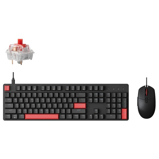 [KEYC-X2-C1] Keychron Lemokey X2 QMK Red Backlight Wired Mechanical Red Switch Keyboard (With M55 Mouse Combo)