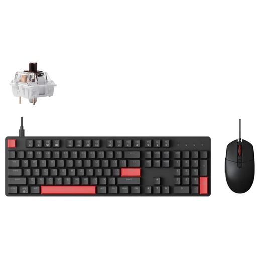[KEYC-X2-C3] Keychron Lemokey X2 QMK Red Backlight Wired Mechanical Brown Switch Keyboard (With M55 Mouse Combo)
