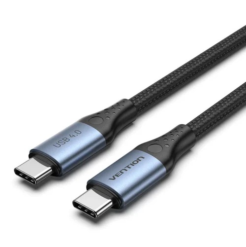 [VEN-TAVHF] Vention Cotton Braided USB 4.0 C Male to C Male 5A Cable 1M Gray Aluminum Alloy Type