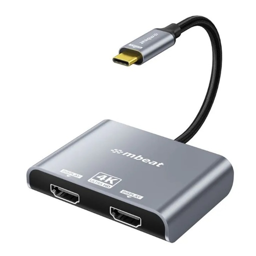 [MB-XAD-C2HDM] mbeat Tough Link USB-C to Dual 4K/60Hz HDMI MST Adapter - Space Grey