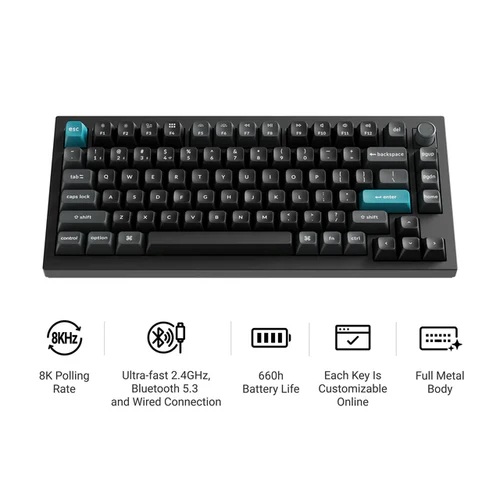 [KEYC-Q1U-M3] Keychron Q1 Ultra 8K Wireless Black Silk POM Switch BROWN Custom Mechanical Keyboard