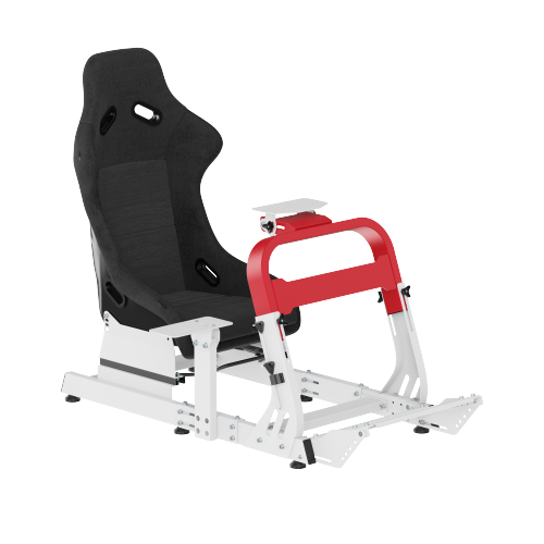 [LRS18-BS02] Bracom Robust Sim Racing Cockpit with Gear Shift Mount & Seat White/Red
