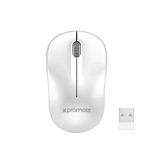 Promate Wireless Mouse with Nano USB Receiver - White