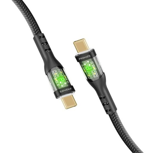 [TRANSLINE-CC-BLK] PROMATE USB-C to C 1.2M 60W Cable - Transparent End