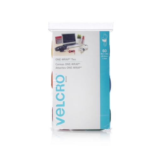 Velcro Brand One-Wrap Reusable Ties - Multi Colour - 60 Pack